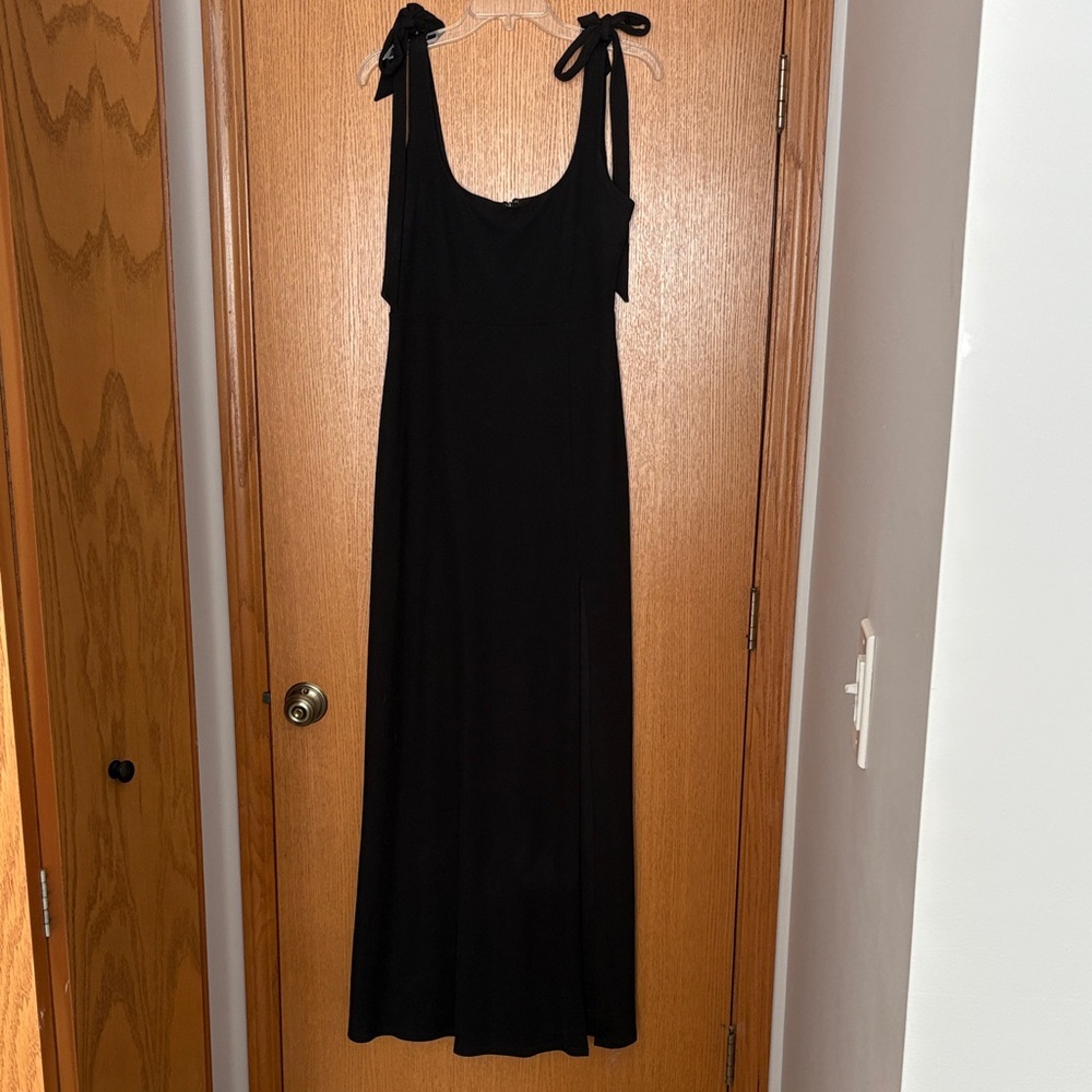 Birdy Grey Black Maxi Dress with Bow Straps
